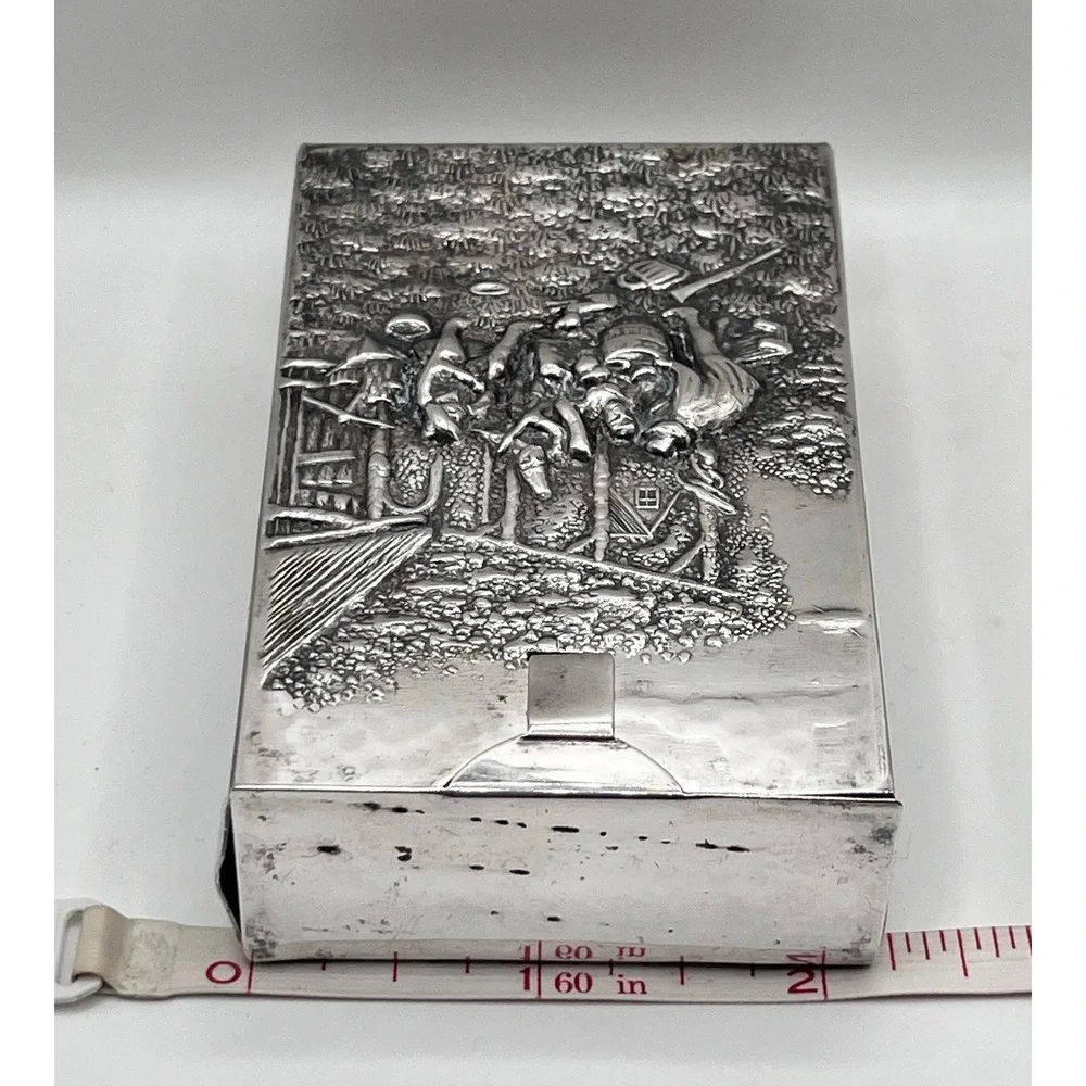Antique JHS Silver Plate Cigarette Case W/ Spritzer Fuhrmann Comb Case Read